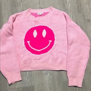 Main Strip Pink Smiley Face Sweater